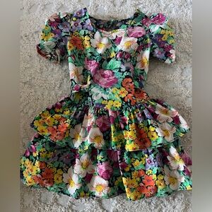 Vintage Girl’s Little Trotter Tiered Ruffled Floral Garden Party Dress Sz 6
